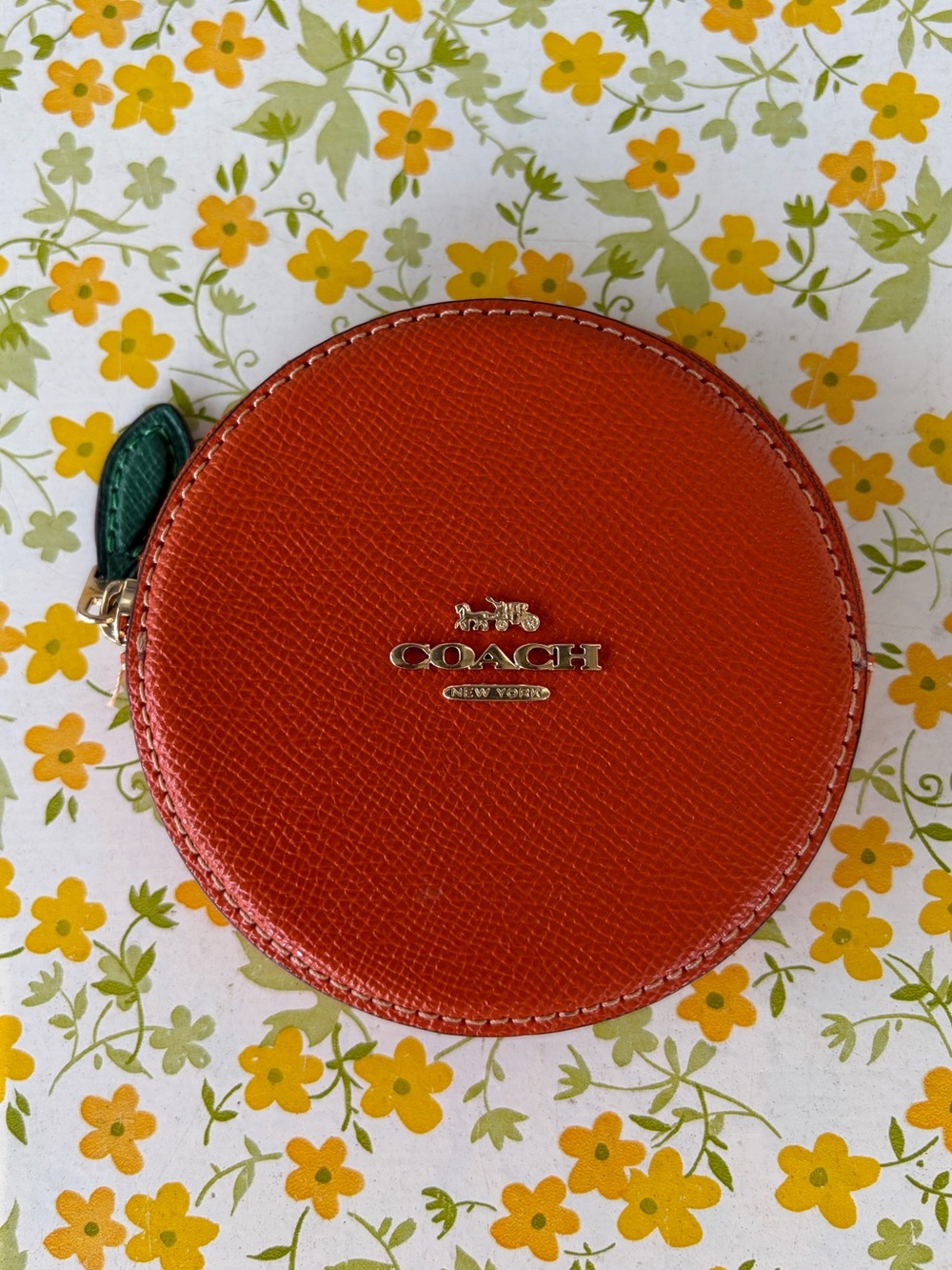 Coach fruit orange coin purse mini pouch zipper wallet NWOT